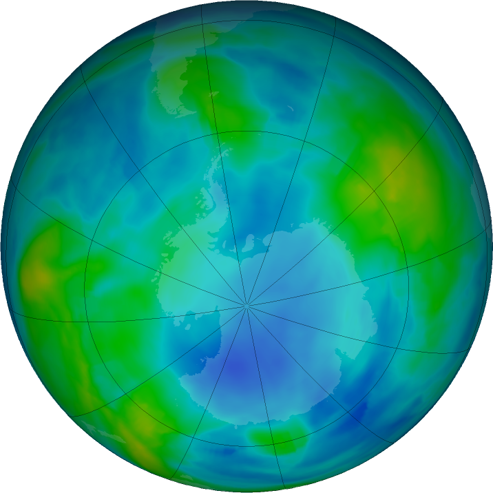 Antarctic ozone map for 26 May 2023